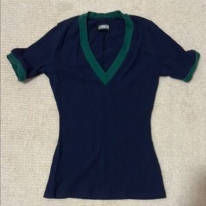 Reformation ribbed deep v tee